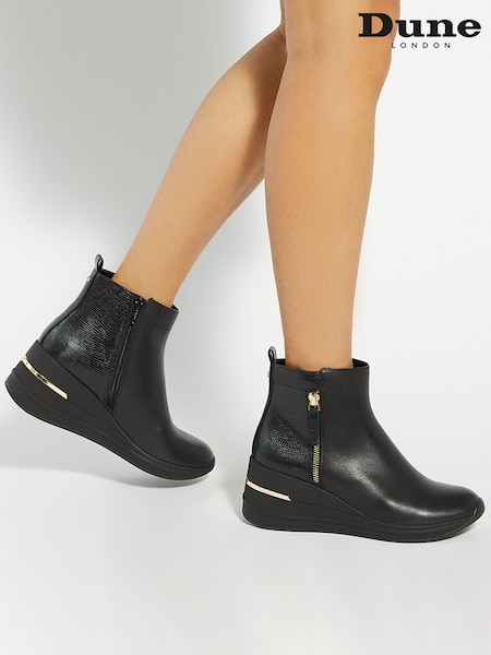 Dune London Black Everyone Side Zip Wedge Sport Trainers (V14293) | £99