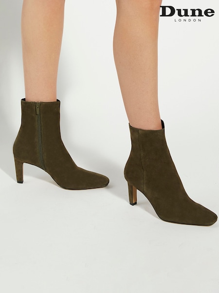 Dune London Green Ovation Square Toe Heeled Boots (V14301) | £149