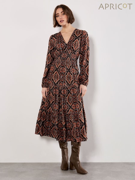 Apricot Orange Empire Smock Waist Tiered Dress (V14397) | £46