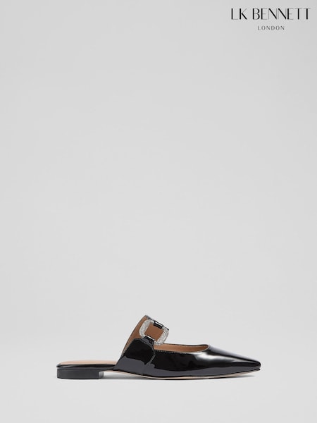 LK Bennett Black Nancy Plain Mule Flats (V14536) | £249