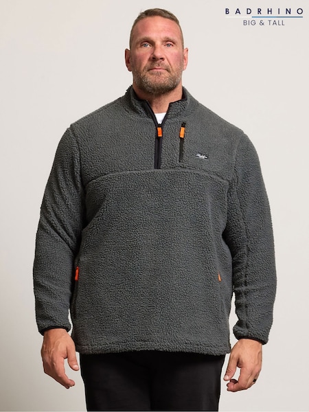 BadRhino Big & Tall Grey Sherpa Quarter Zip Fleece (V14541) | £50