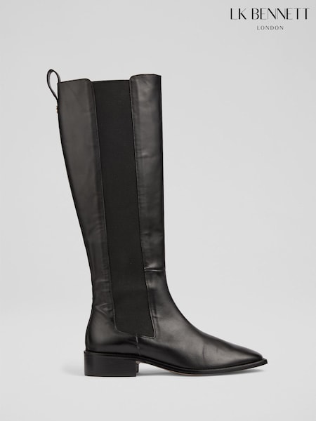 LK Bennett Black Zara Leather Knee Boots (V14542) | £499
