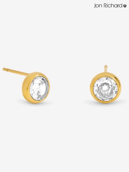Jon Richard Gold Waterproof Gold Tone Crystal Besel Stud Earrings (V14569) | £18