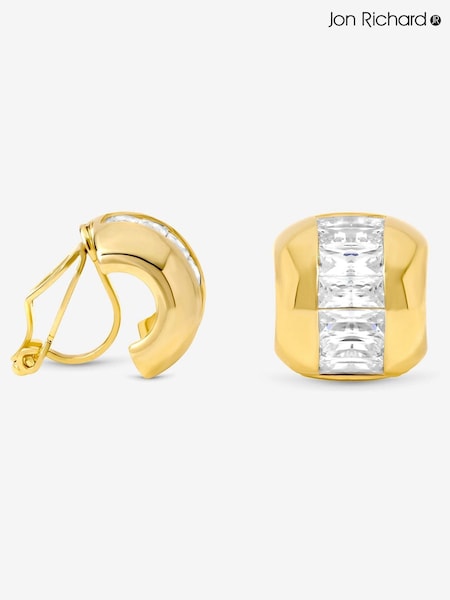 Jon Richard Gold Plated and Crystal Dome Clip Earrings (V14573) | £25