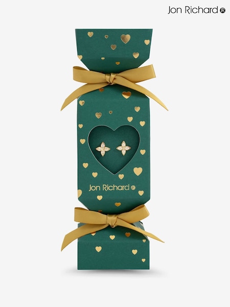 Jon Richard Gold 18K Plated Clover Earrings Gift Cracker (V14580) | £18