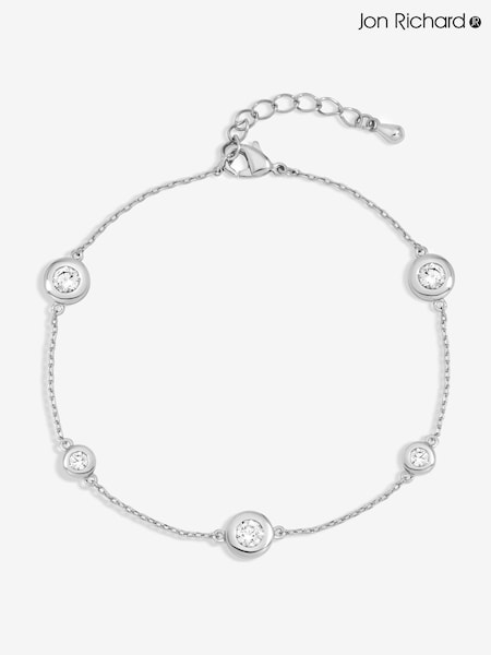 Jon Richard Silver Plated and Cubic Zirconia Besel Station Bracelet (V14605) | £20