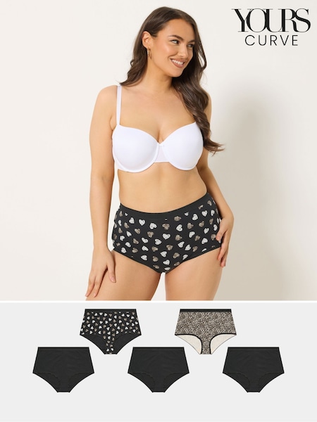 Yours Curve Black Full Briefs 5 Pack (V14662) | £20
