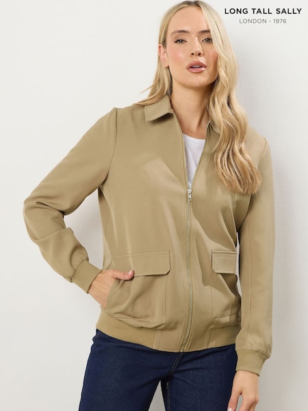 Long Tall Sally Natural Collared Bomber Jacket (V14694) | £54