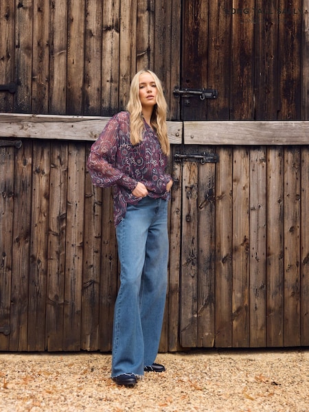 Long Tall Sally Blue Raw Hem Wide Leg Jeans (V14773) | £43