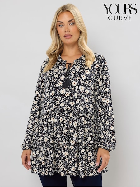 Yours Curve Black Tiered Blouse (V14781) | £31