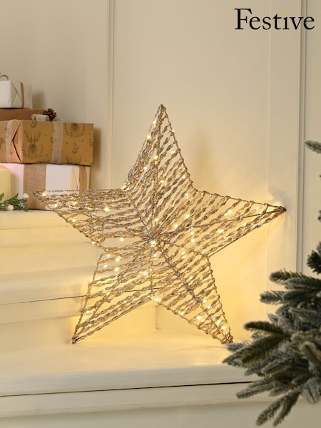 Festive Gold 60cm Pre Lit Champagne Gold Star (V14868) | £50