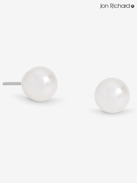Jon Richard Silver Plated 8mm Pearl Stud Earrings (V14923) | £12