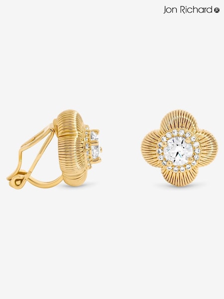 Jon Richard Gold Tone Crystal Clover Earrings (V14924) | £25