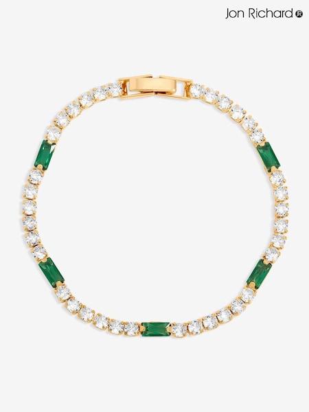 Jon Richard Gold Plated Round Stone and Emerald Tennis Bracelet (V14982) | £15