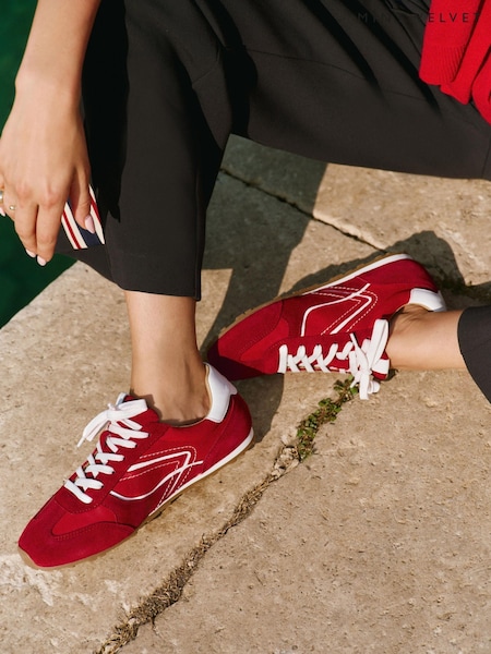 Mint Velvet Red Suede Trainers (V15015) | £110
