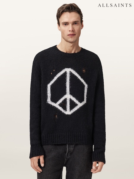 AllSaints Black Message Crew Jumper (V15286) | £169