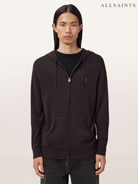 Allsaints Brown Mode Merino Wool Zip-Up Hoodie (V15304) | £109