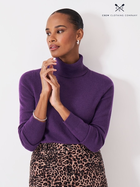 Crew Clothing Purple Merino Wool Libby Roll Neck Jumper (V15403) | £89
