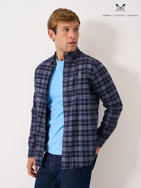 Crew Clothing Blue Blackwatch Flannel Shirt (V15409) | £65