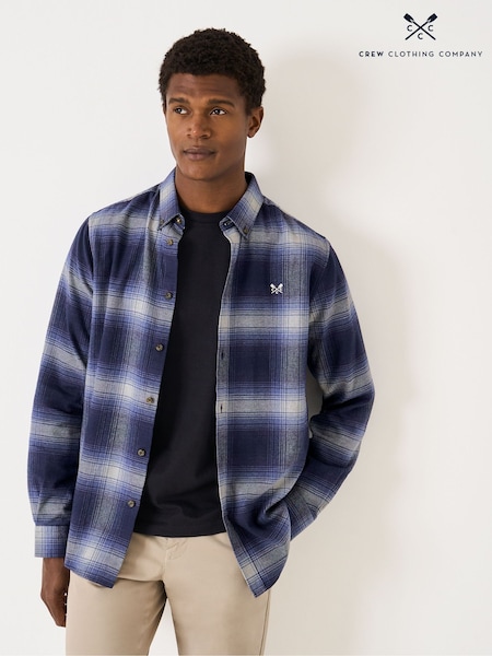 Crew Clothing Blue Filey Check Flannel Shirt (V15413) | £65