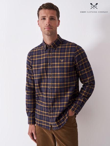 Crew Clothing Blue Classic Fit Waughton Check Flannel Shirt (V15426) | £65