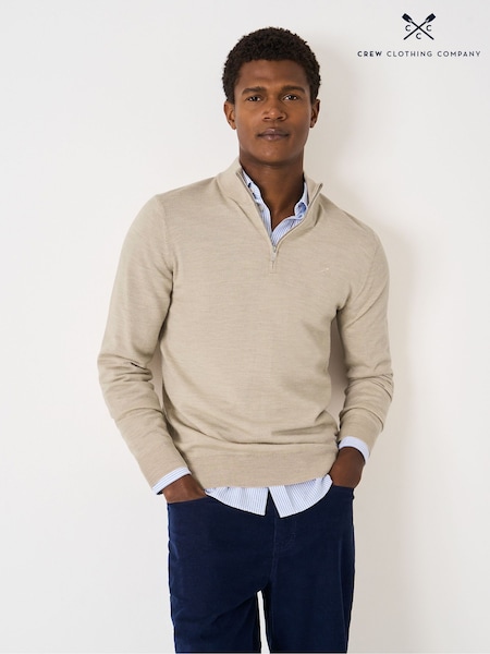 Crew Clothing Natural Merino Half Zip Jumper (V15432) | £89