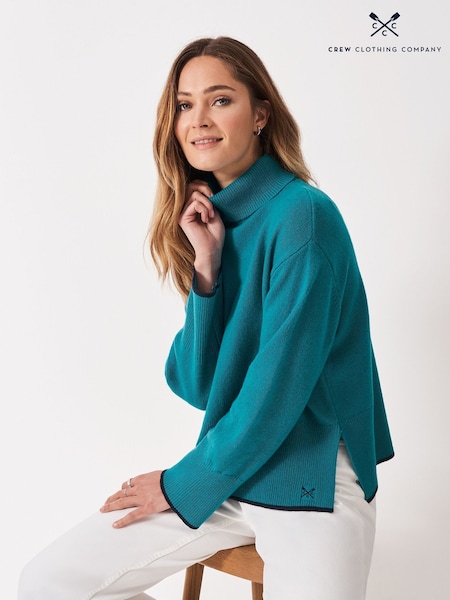 Crew Clothing Blue Harmony Saddle Funnel Neck Jumper (V15433) | £69