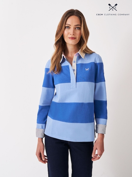 Crew Clothing Blue Long Sleeve Stripe Rugby Shirt (V15438) | £55