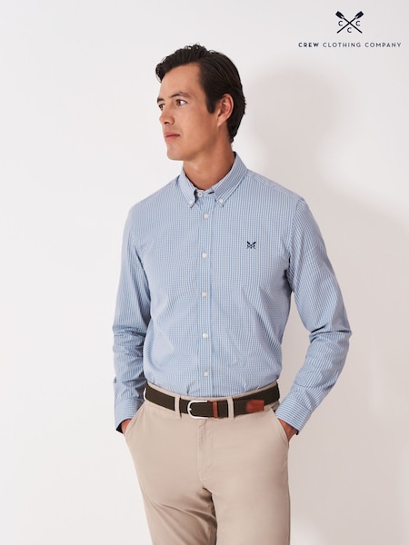 Crew Clothing Green Slim Fit Marl Check Poplin Shirt (V15457) | £65