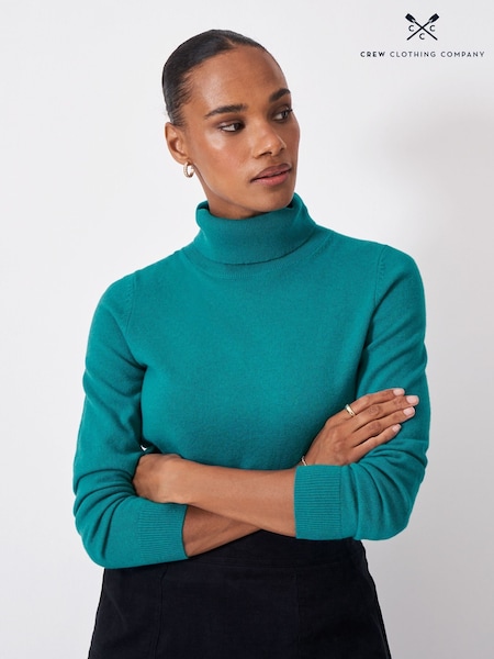 Crew Clothing Blue Merino Wool Libby Roll Neck Jumper (V15483) | £89