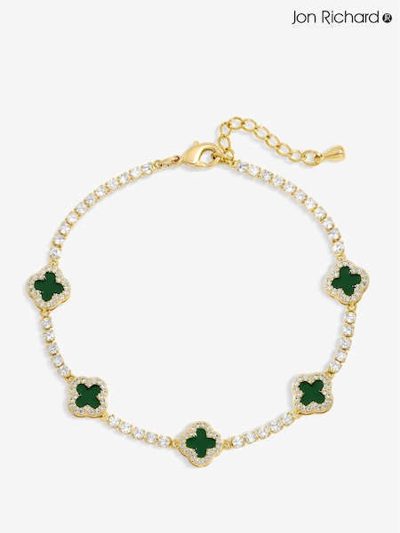 Jon Richard Gold Plated and Emerald Clover Bracelet (V15763) | £40