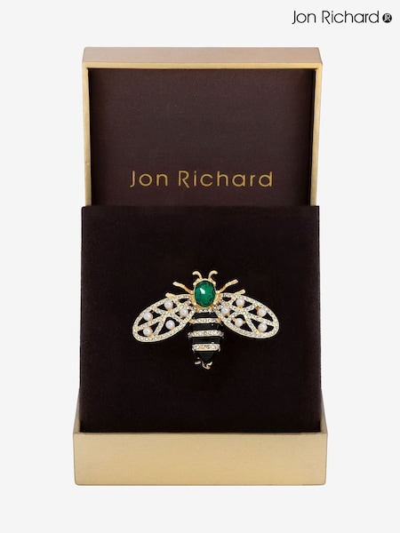 Jon Richard Gold Plated and Crystal Bumble Bee Brooch Gift Box Set (V15765) | £20