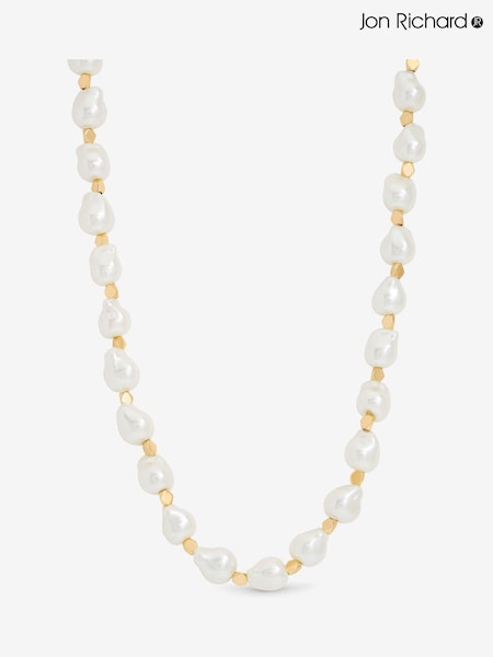 Jon Richard Gold Plated Pearl T Bar Necklace (V15773) | £25