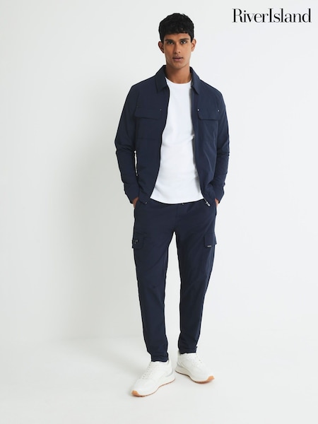 River Island Blue Skinny Fit Stretch Cargo Trousers (V15816) | £46