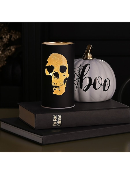 Widdop Black and Gold LED Skull Silhouette Lantern (V15932) | £15