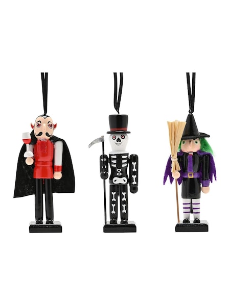 Widdop Black Wooden Nutcracker Set Halloween Characters 5 Ornament (V15947) | £16
