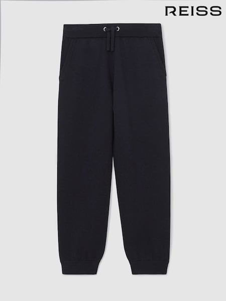 Reiss Navy Billings 13-14 yrs Merino Wool-Blend Cuffed Joggers (V15997) | £44