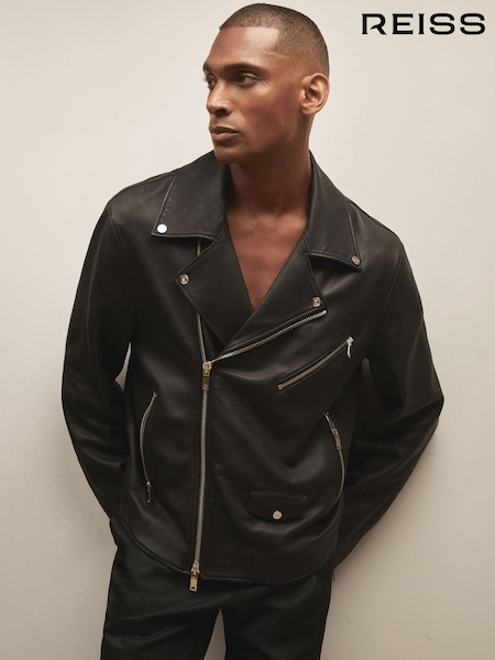 Reiss Black Lorenzo Reiss | Royal Ballet Leather Jacket (V16010) | £998