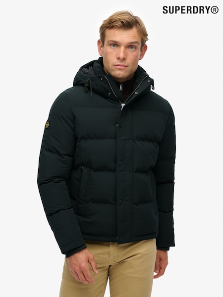 Superdry Green Everest Short Hooded Puffer Jacket (V16178) | £120