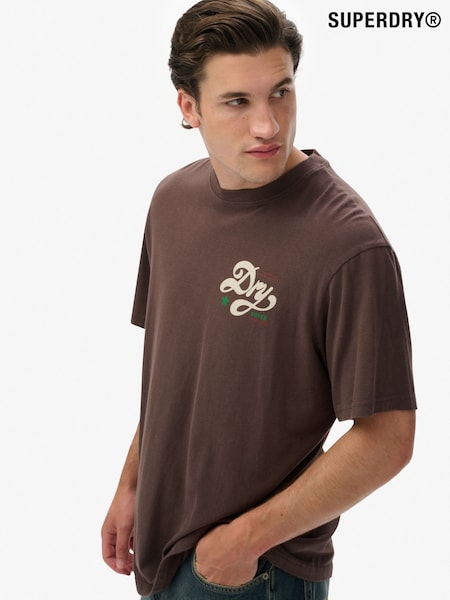 Superdry Brown Tap Room Oversized T-Shirt (V16259) | £30