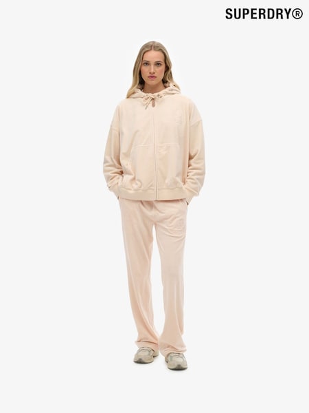 Superdry Pink Country Club Velour Zip Hoodie (V16270) | £60