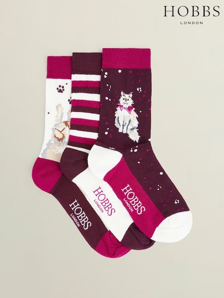 Hobbs Pink Scarf Cat Socks Set (V16293) | £25