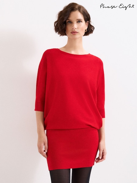 Phase Eight Red Becca Batwing Dress (V16389) | £99