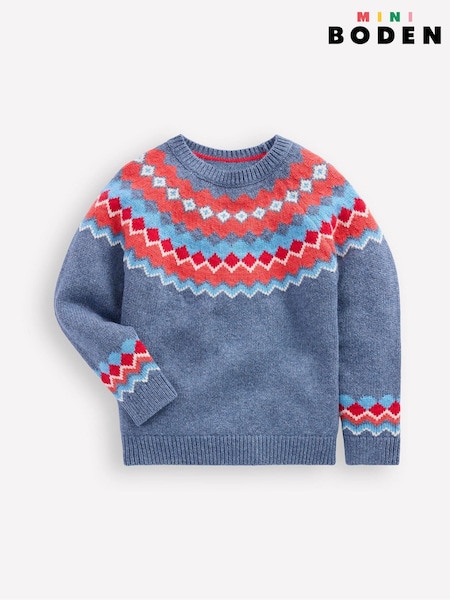 Boden Blue Fair Isle Jumper (V16459) | £37 - £42