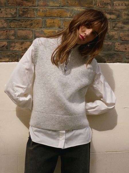 Mint Velvet Grey Knit Layered Jumper (V16567) | £99