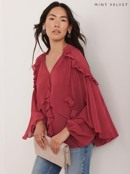 Mint Velvet Pink Ruffle Layered Blouse (V16570) | £110