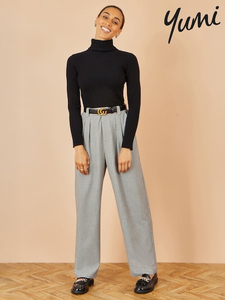Yumi Grey Check Wide Leg Trousers (V16713) | £50