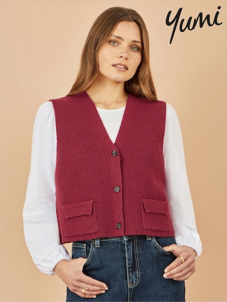 Yumi Red Knitted Pullover Waistcoat (V16735) | £43