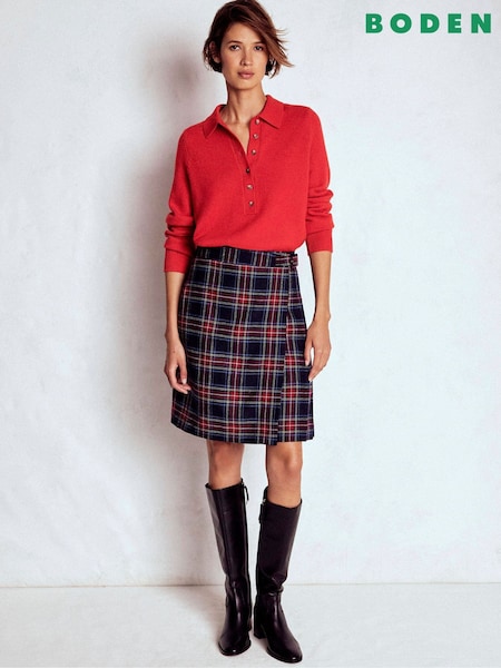 Boden Blue Helen Wool Kilt Skirt (V16893) | £139