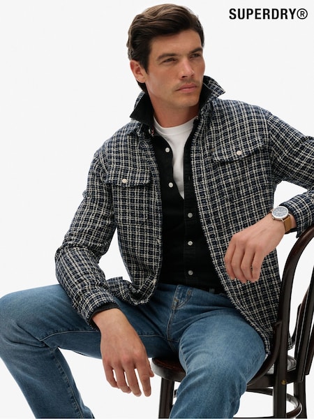 Superdry Blue The Merchant Store Textured Workwear Shirt (V16948) | £65